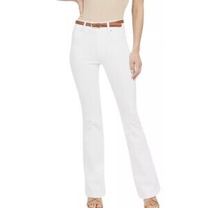 Spanx Flared Leg Jeans Women's Small Pull On White Stretch Denim Mid Rise Pants